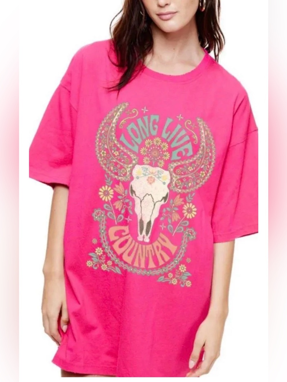 New zutter only small/med left oversize pink country shirt